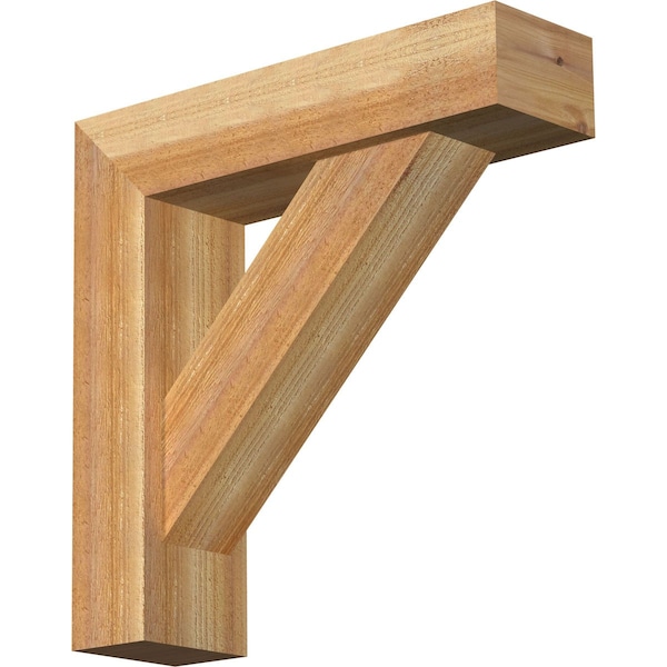 Ekena Millwork Traditional Block Rough Sawn Bracket w/ Offset Brace, Western Red Cedar, 6"W x 22"D x 22"H BKT0604X22X22TRA05RWR - main